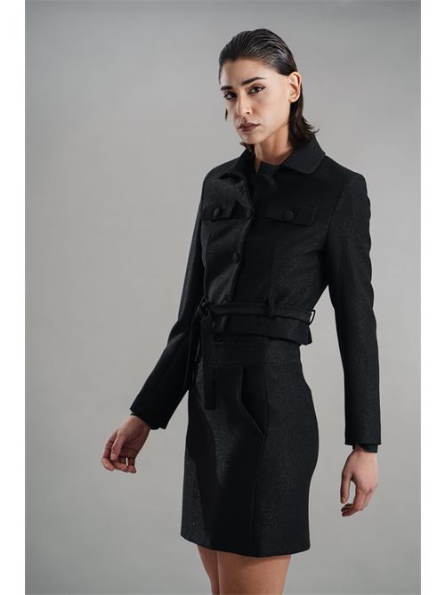 Giacca cropped laminata elmas phil | 040554NERO